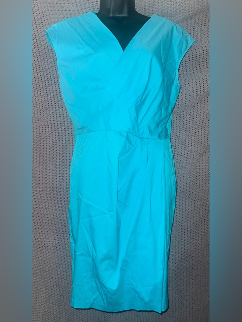 Lafayette 148 New York Womens Turquoise Sleeveless Sheath Midi Dress SIZE 8